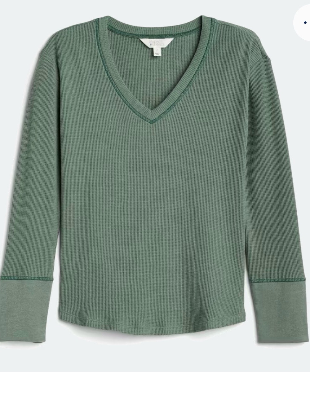Market & Spruce V-Neck Thermal Top — Sage